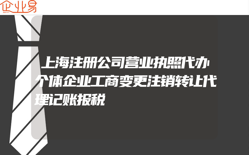 上海注册公司营业执照代办个体企业工商变更注销转让代理记账报税