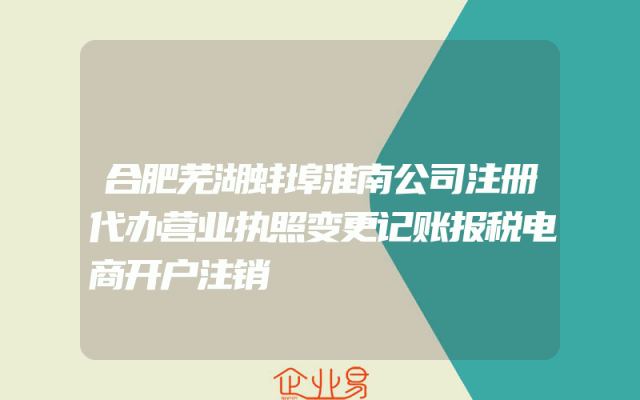 合肥芜湖蚌埠淮南公司注册代办营业执照变更记账报税电商开户注销