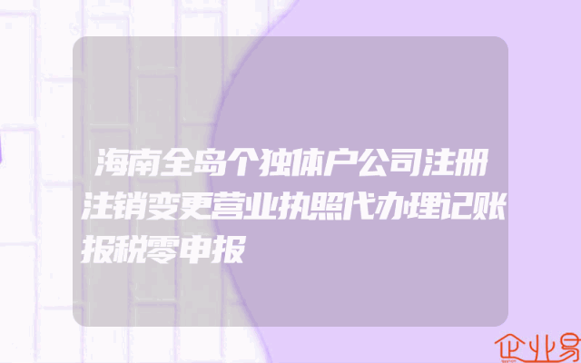 海南全岛个独体户公司注册注销变更营业执照代办理记账报税零申报