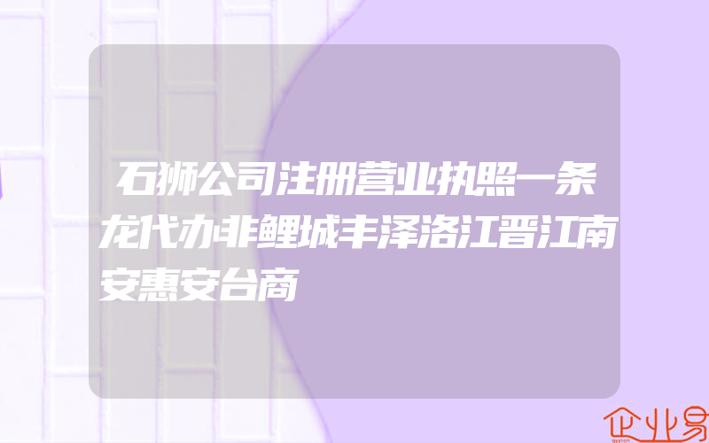 石狮公司注册营业执照一条龙代办非鲤城丰泽洛江晋江南安惠安台商