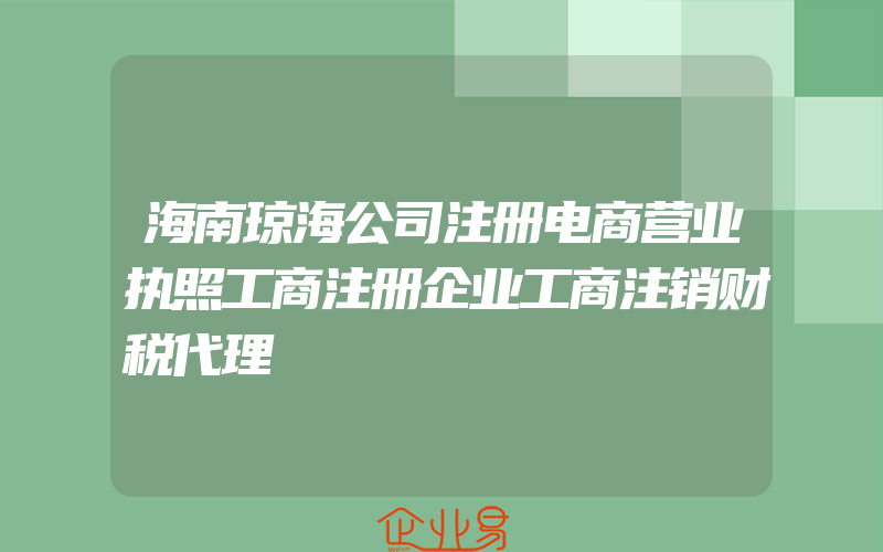 海南琼海公司注册电商营业执照工商注册企业工商注销财税代理