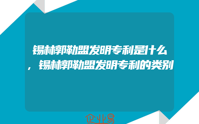 锡林郭勒盟发明专利是什么,锡林郭勒盟发明专利的类别