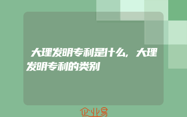 大理发明专利是什么,大理发明专利的类别