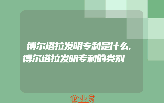 博尔塔拉发明专利是什么,博尔塔拉发明专利的类别
