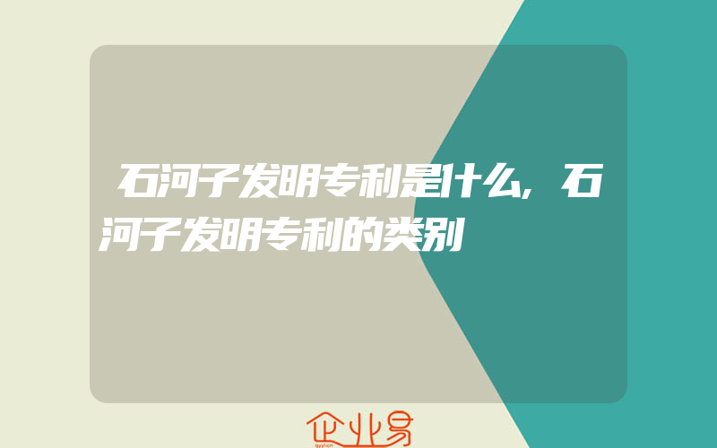 石河子发明专利是什么,石河子发明专利的类别