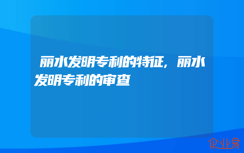 丽水发明专利的特征,丽水发明专利的审查