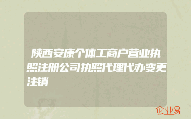 陕西安康个体工商户营业执照注册公司执照代理代办变更注销