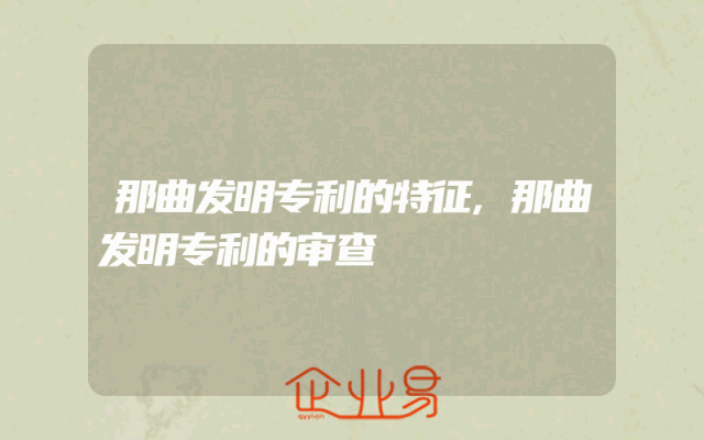 那曲发明专利的特征,那曲发明专利的审查