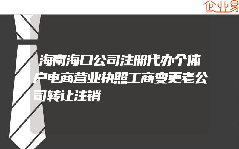 海南海口公司注册代办个体户电商营业执照工商变更老公司转让注销