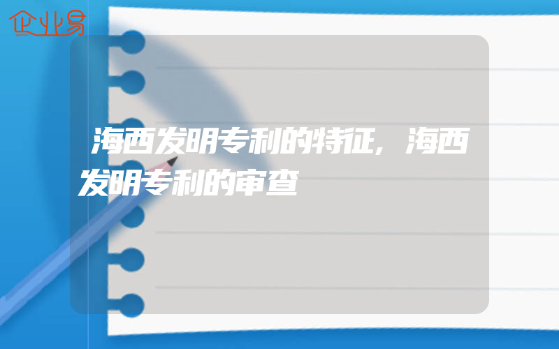 海西发明专利的特征,海西发明专利的审查