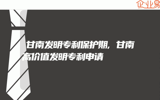 甘南发明专利保护期,甘南高价值发明专利申请