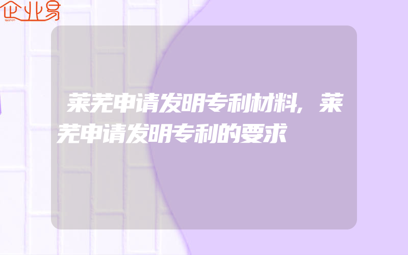 莱芜申请发明专利材料,莱芜申请发明专利的要求