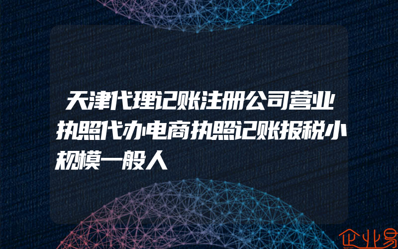 天津代理记账注册公司营业执照代办电商执照记账报税小规模一般人