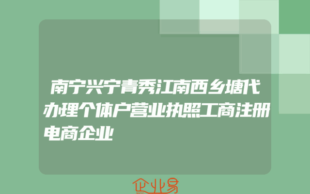 南宁兴宁青秀江南西乡塘代办理个体户营业执照工商注册电商企业