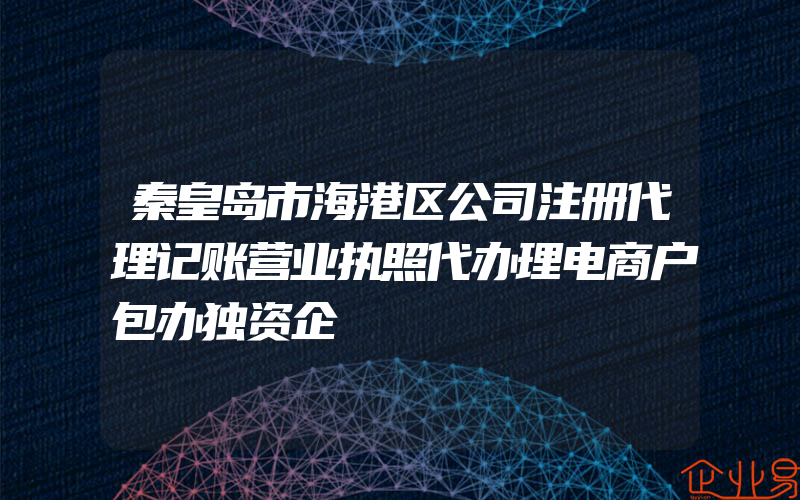 秦皇岛市海港区公司注册代理记账营业执照代办理电商户包办独资企