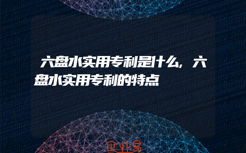 六盘水实用专利是什么,六盘水实用专利的特点