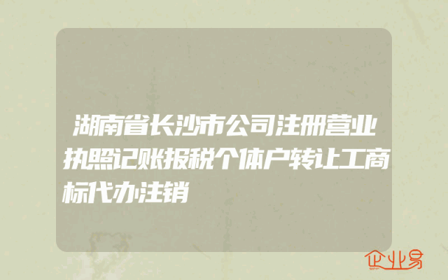 湖南省长沙市公司注册营业执照记账报税个体户转让工商标代办注销