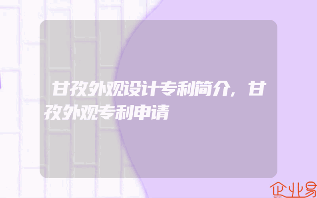 甘孜外观设计专利简介,甘孜外观专利申请