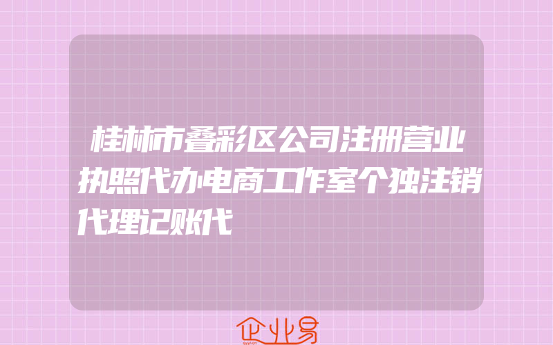 桂林市叠彩区公司注册营业执照代办电商工作室个独注销代理记账代