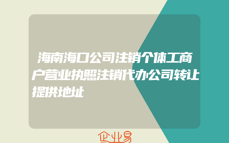 海南海口公司注销个体工商户营业执照注销代办公司转让提供地址