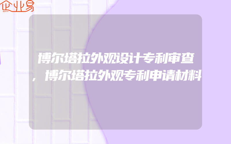 博尔塔拉外观设计专利审查,博尔塔拉外观专利申请材料