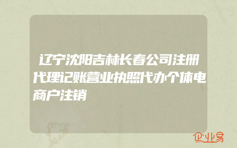 辽宁沈阳吉林长春公司注册代理记账营业执照代办个体电商户注销