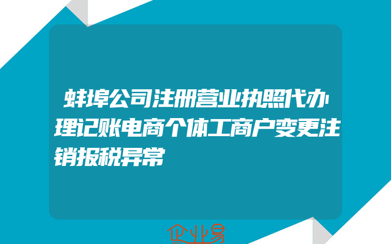 蚌埠公司注册营业执照代办理记账电商个体工商户变更注销报税异常