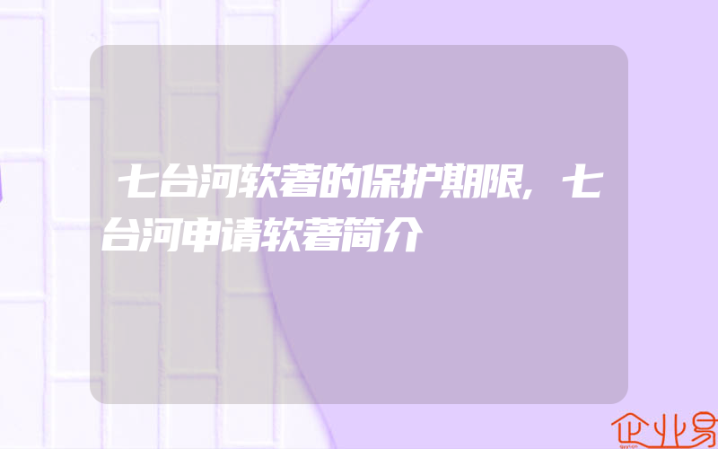 七台河软著的保护期限,七台河申请软著简介