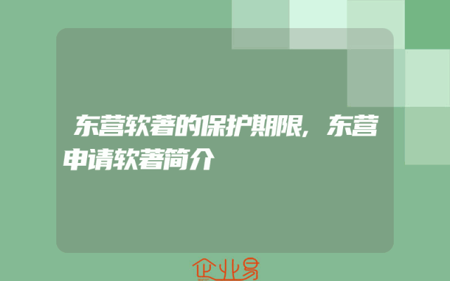 东营软著的保护期限,东营申请软著简介