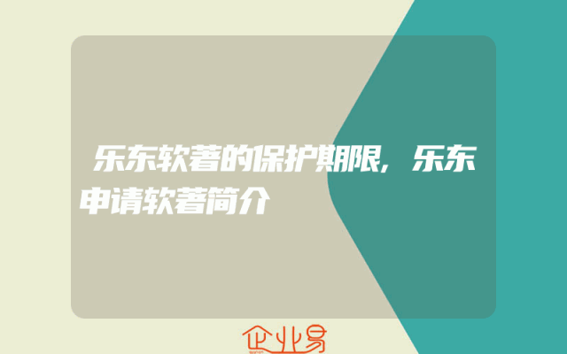 乐东软著的保护期限,乐东申请软著简介