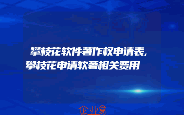攀枝花软件著作权申请表,攀枝花申请软著相关费用