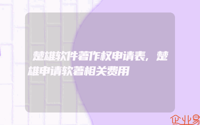 楚雄软件著作权申请表,楚雄申请软著相关费用