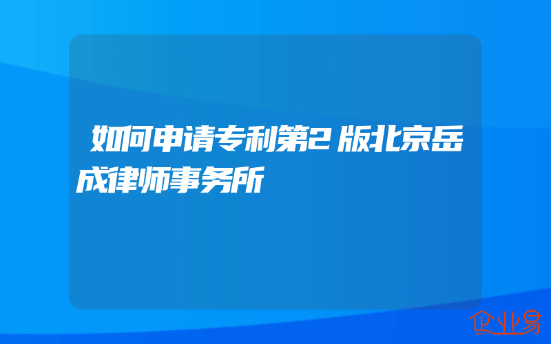 如何申请专利第2版北京岳成律师事务所