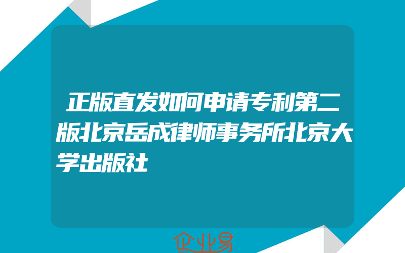 正版直发如何申请专利第二版北京岳成律师事务所北京大学出版社