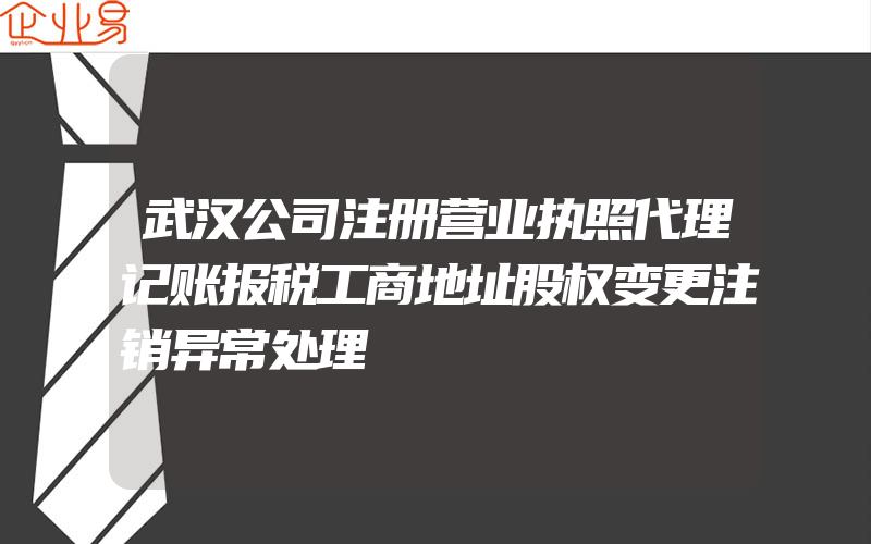 武汉公司注册营业执照代理记账报税工商地址股权变更注销异常处理