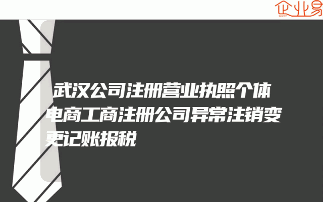 武汉公司注册营业执照个体电商工商注册公司异常注销变更记账报税