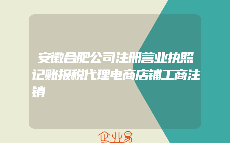 安徽合肥公司注册营业执照记账报税代理电商店铺工商注销