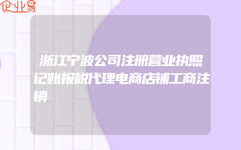 浙江宁波公司注册营业执照记账报税代理电商店铺工商注销