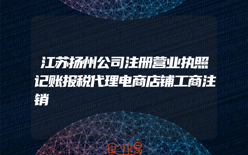 江苏扬州公司注册营业执照记账报税代理电商店铺工商注销