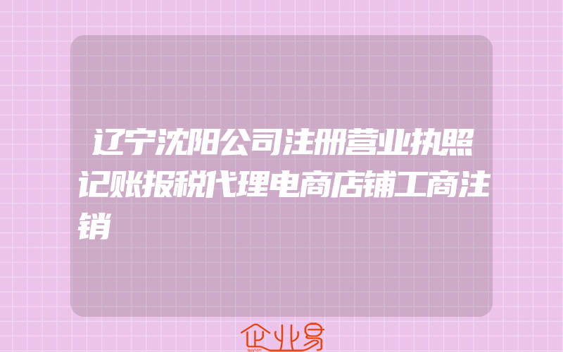 辽宁沈阳公司注册营业执照记账报税代理电商店铺工商注销