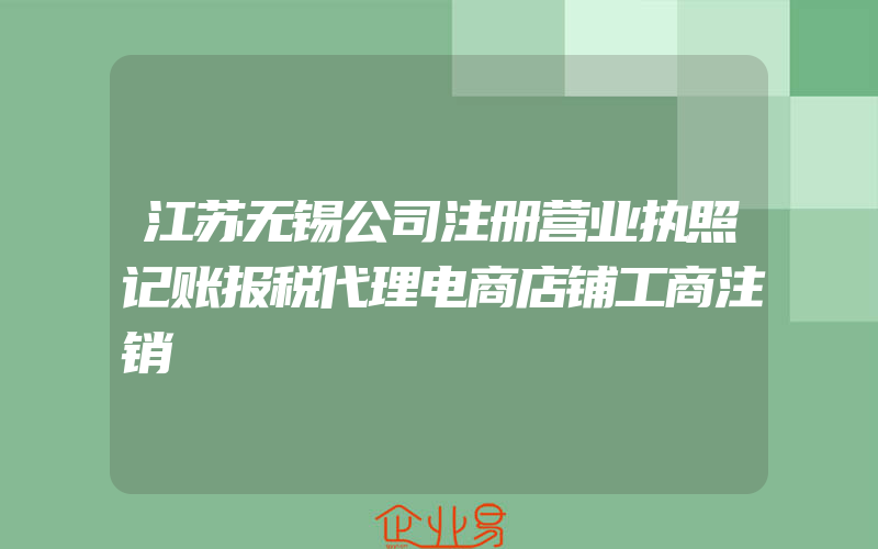 江苏无锡公司注册营业执照记账报税代理电商店铺工商注销