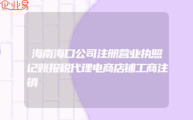 海南海口公司注册营业执照记账报税代理电商店铺工商注销