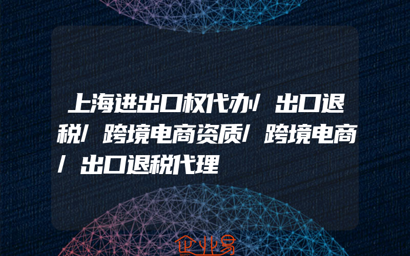 上海进出口权代办/出口退税/跨境电商资质/跨境电商/出口退税代理