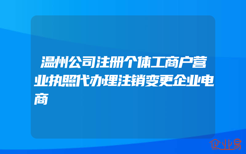 温州公司注册个体工商户营业执照代办理注销变更企业电商