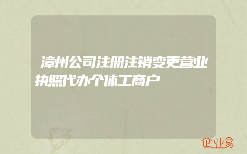 漳州公司注册注销变更营业执照代办个体工商户