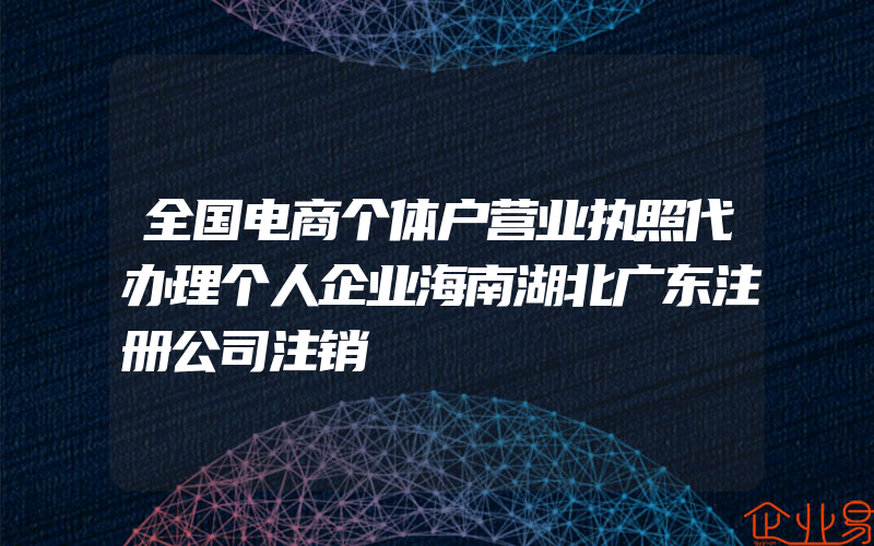 全国电商个体户营业执照代办理个人企业海南湖北广东注册公司注销