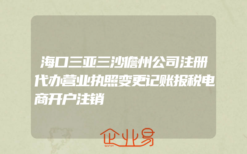 海口三亚三沙儋州公司注册代办营业执照变更记账报税电商开户注销