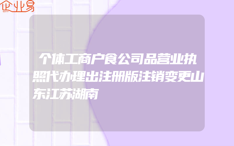 个体工商户食公司品营业执照代办理出注册版注销变更山东江苏湖南