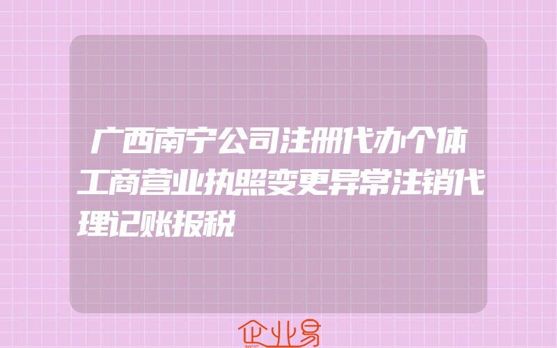 广西南宁公司注册代办个体工商营业执照变更异常注销代理记账报税