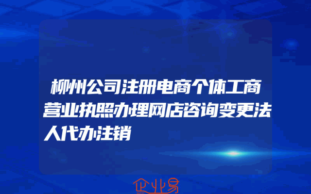 柳州公司注册电商个体工商营业执照办理网店咨询变更法人代办注销